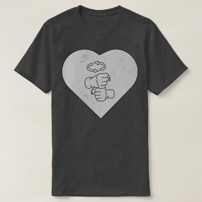 Sign Language Heart Coffee Marble T-Shirt (Design Front)