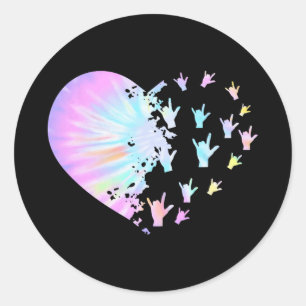 Sign Language Heart Support Trendy Deaf Awareness  Classic Round Sticker