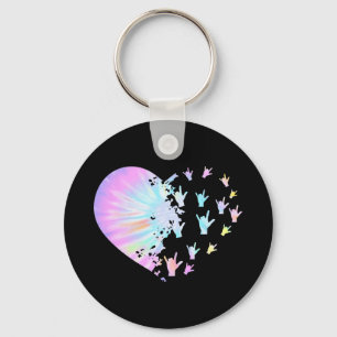 Sign Language Heart Support Trendy Deaf Awareness Key Ring