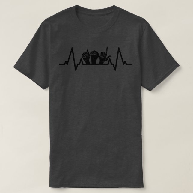 Sign Language Heartbeat Tee Teacher Deaf Awareness (Design Front)
