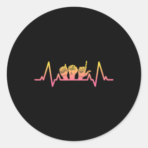 Sign Language Heartbeat Tee Teacher Deaf Awareness Classic Round Sticker