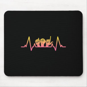 Sign Language Heartbeat Tee Teacher Deaf Awareness Mouse Pad