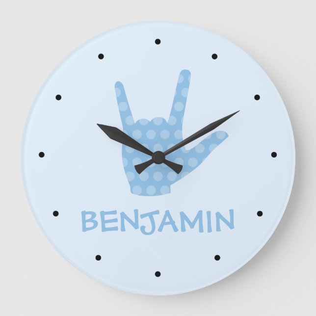 Sign Language I Love You Boys Name Clock (Front)