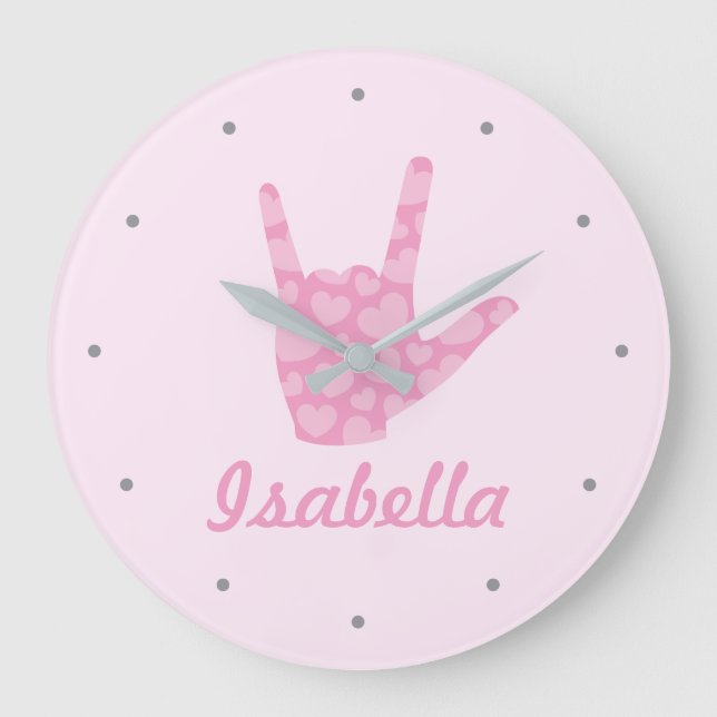 Sign Language I Love You Girls Name Clock (Front)