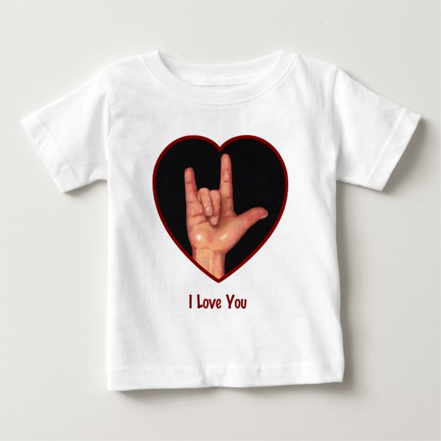 SIGN LANGUAGE I LOVE YOU HEART, HAND BABY T-Shirt (Front)