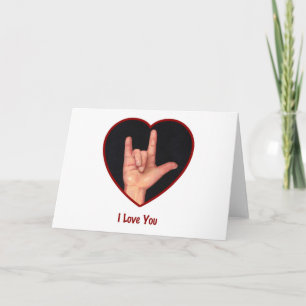 SIGN LANGUAGE I LOVE YOU HEART, HAND CARD