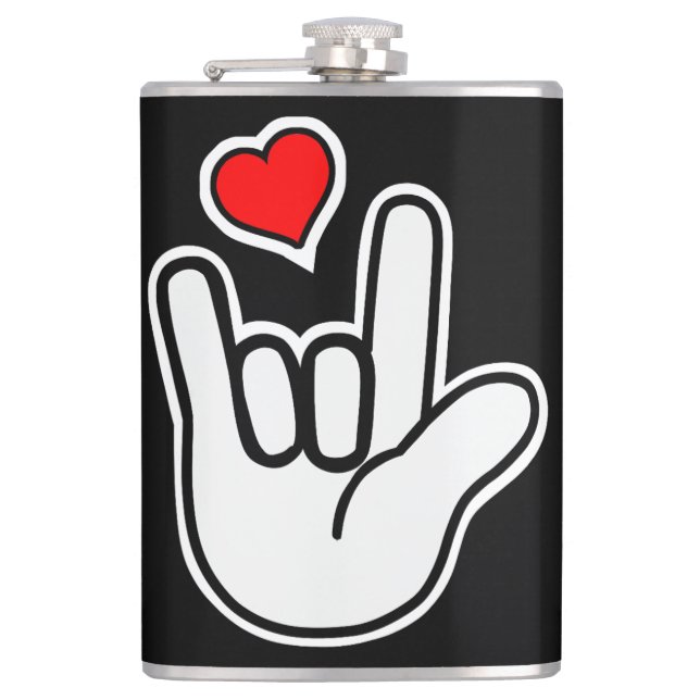 Sign Language I Love You Sign Hip Flask (Front)