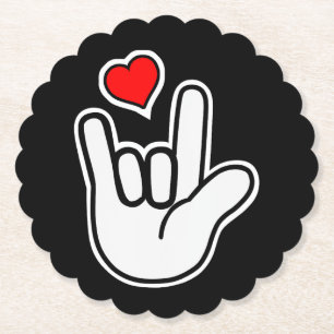 Sign Language I Love You Sign Paper Coaster