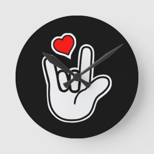 Sign Language I Love You Sign Round Clock