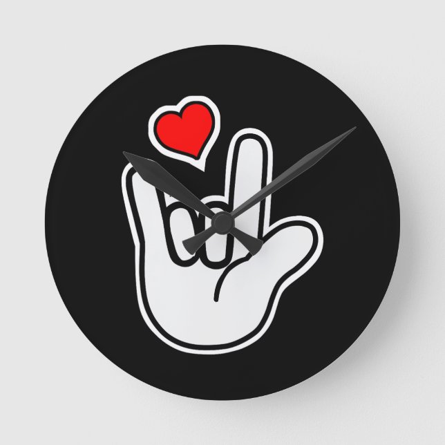 Sign Language I Love You Sign Round Clock (Front)