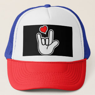 Sign Language I Love You Sign Trucker Hat