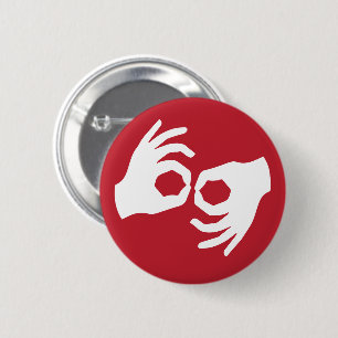 Sign language interpretation symbol 6 cm round badge