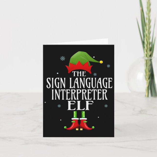 Sign Language Interpreter Elf Matching Family Grou Card (Front)