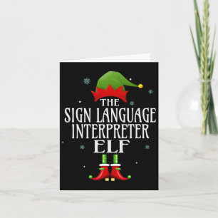 Sign Language Interpreter Elf Matching Family Grou Card