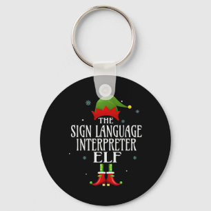 Sign Language Interpreter Elf Matching Family Grou Key Ring