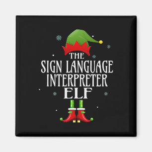 Sign Language Interpreter Elf Matching Family Grou Magnet