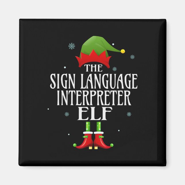 Sign Language Interpreter Elf Matching Family Grou Magnet (Front)