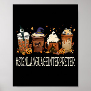 Sign Language Interpreter Horror Coffee Halloween 