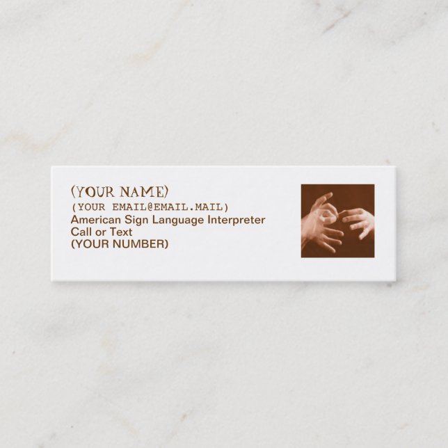 Sign Language Interpreter Mini Business Card (Front)