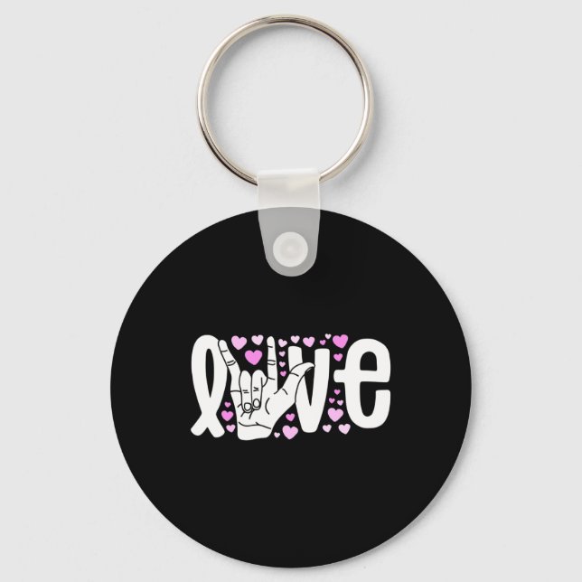 Sign Language  Love ASL  Be Kind Deaf Awareness  Key Ring (Front)