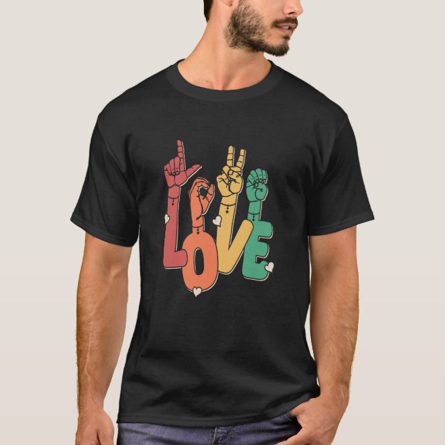 Sign Language Love ASL Deaf Hearing Impaired Inter T-Shirt (Front)