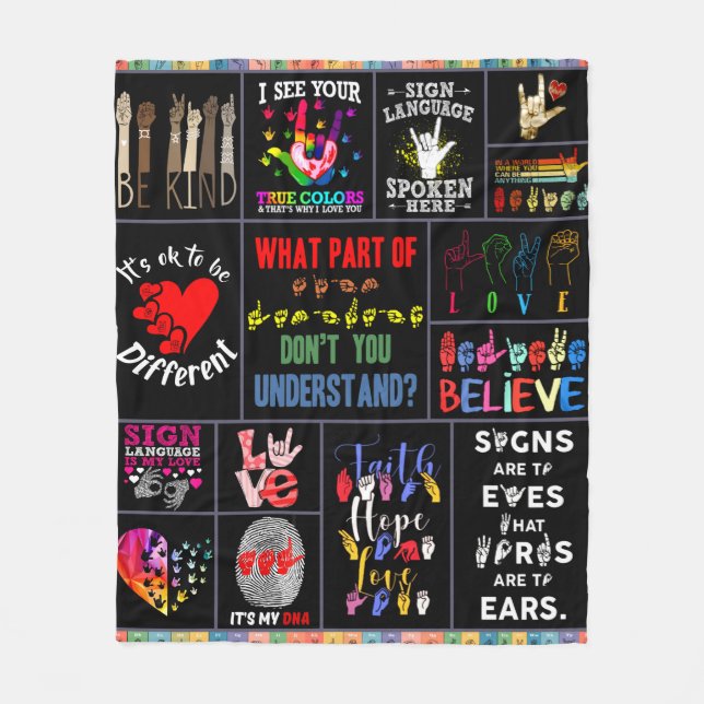 Sign language love bg ASL Mum Love Fleece Blanket (Front)