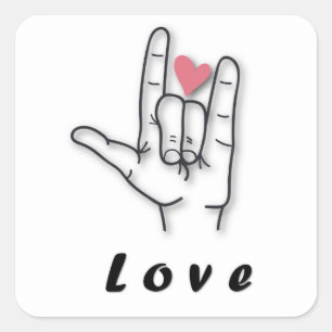 Sign Language Love Square Sticker