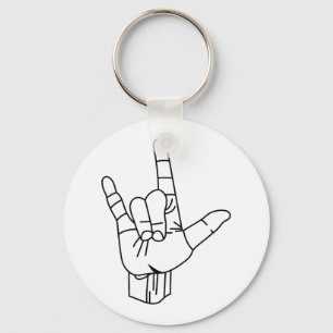 Sign Language Outline Key Ring