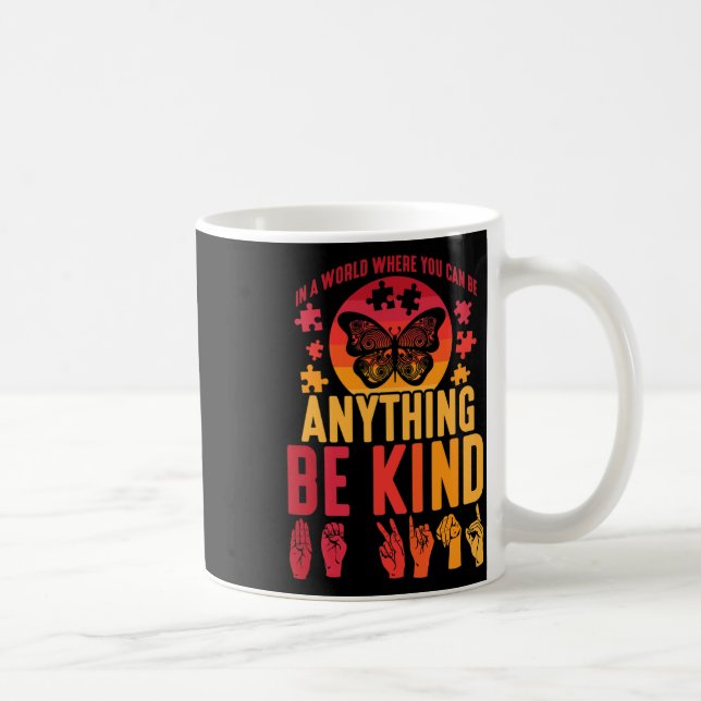 Sign Language Puzzle Deaf Butterfly  Coffee Mug (Right)