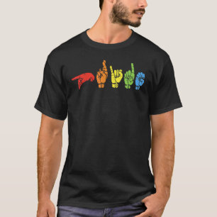 Sign Language Rainbow Flag Gay Lgbt Deaf Asl Mute T-Shirt