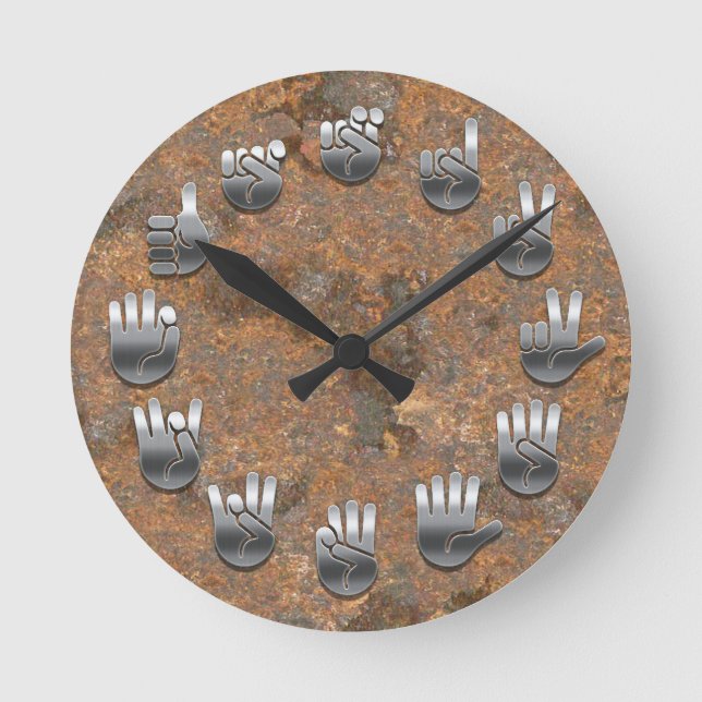 Sign Language -Rusty Round Clock (Front)