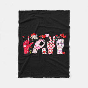 Sign Language Sped Teacher Valentine Autism Love H Fleece Blanket