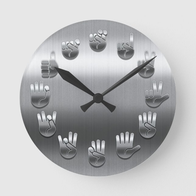 Sign Language -Stainless Round Clock (Front)