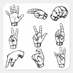 Sign Language Symbols  Square Sticker
