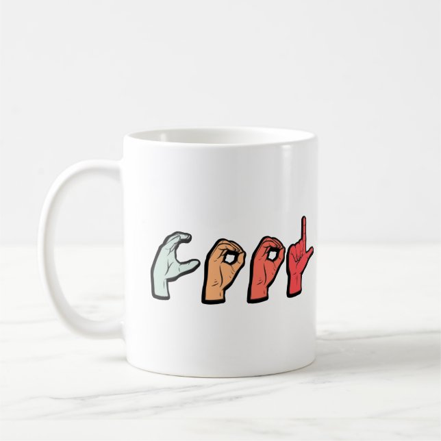 Sign Language Word ASL - Deaf Culture Coffee Mug (Left)