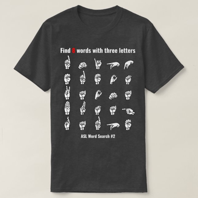 Sign Language Word Search Puzzle 2 ASL Sign Langua T-Shirt (Design Front)