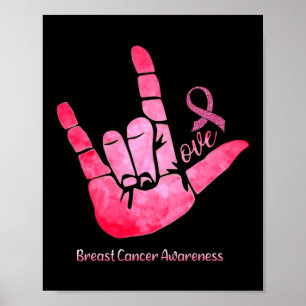 Sign Love Breast Cancer Awareness Pink Ribbon Warr
