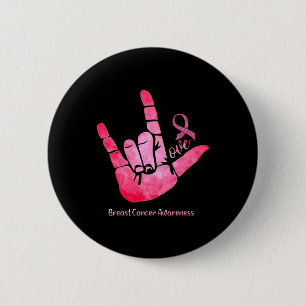 Sign Love Breast Cancer Awareness Pink Ribbon Warr 6 Cm Round Badge