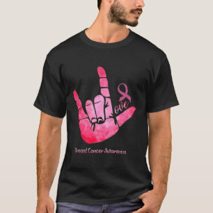 Sign Love Breast Cancer Awareness Pink Ribbon Warr T-Shirt