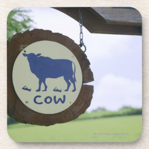Sign of a dairy farm coaster