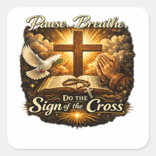Sign of the Cross Christian Faith Square Sticker