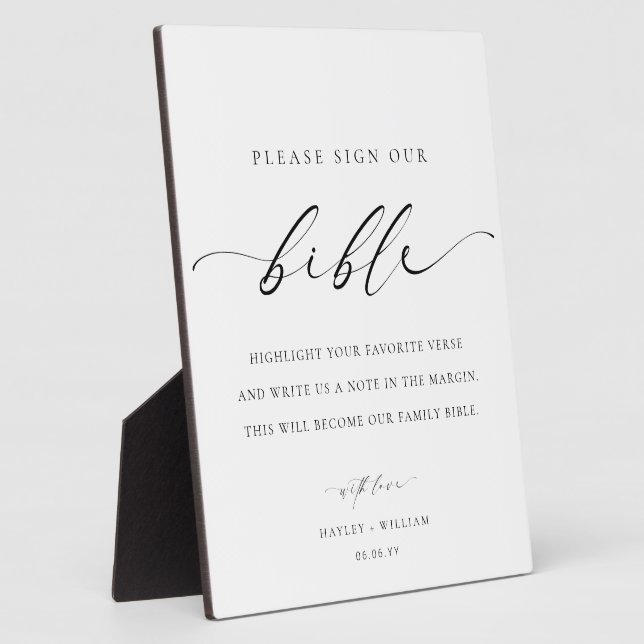Sign Our Bible Wedding Guest Book Plaque (Side)