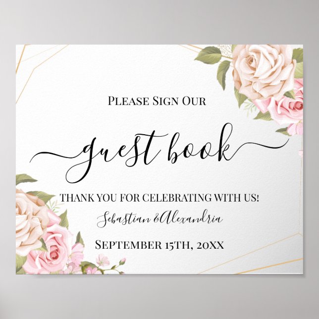 Sign our Guest Book Floral Wedding Sign (Front)