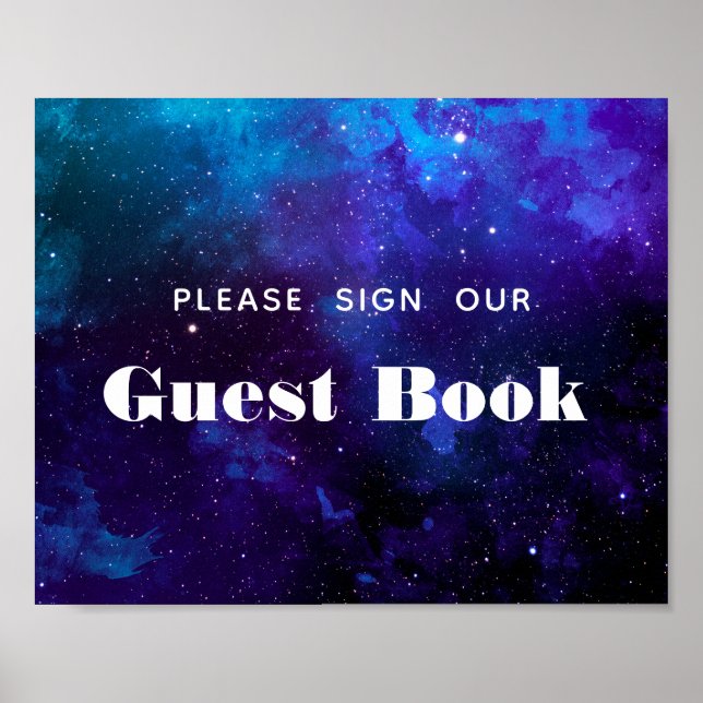 Sign our guest book. Space night navy wedding (Front)