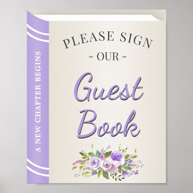 Sign Our Guest Book Storybook Book Lavender Poster (Front)