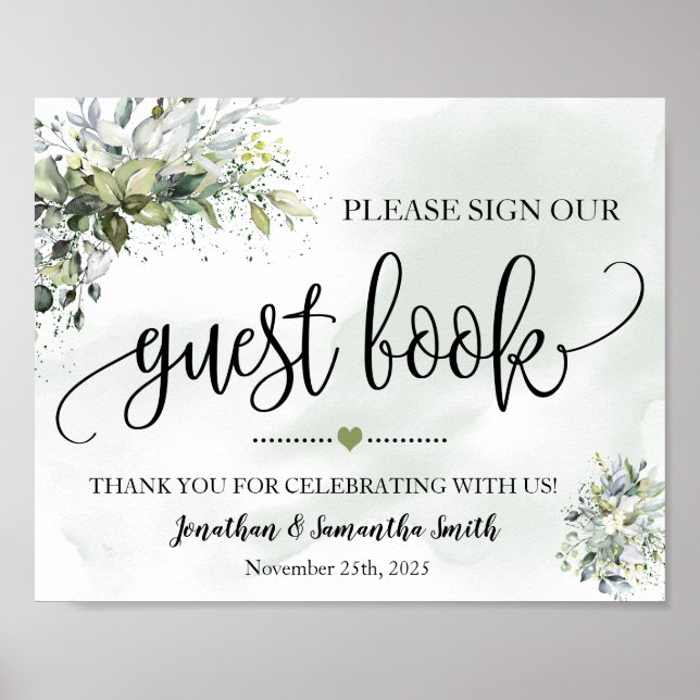 Sign our Guest book wedding eucalyptus succulent (Front)