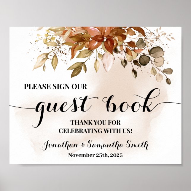 Sign our Guest Book Wedding Fall Autumn Shower (Front)