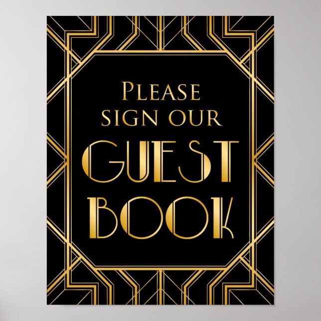 Sign Our Guestbook Wedding Sign | Gatsby Art Deco (Front)