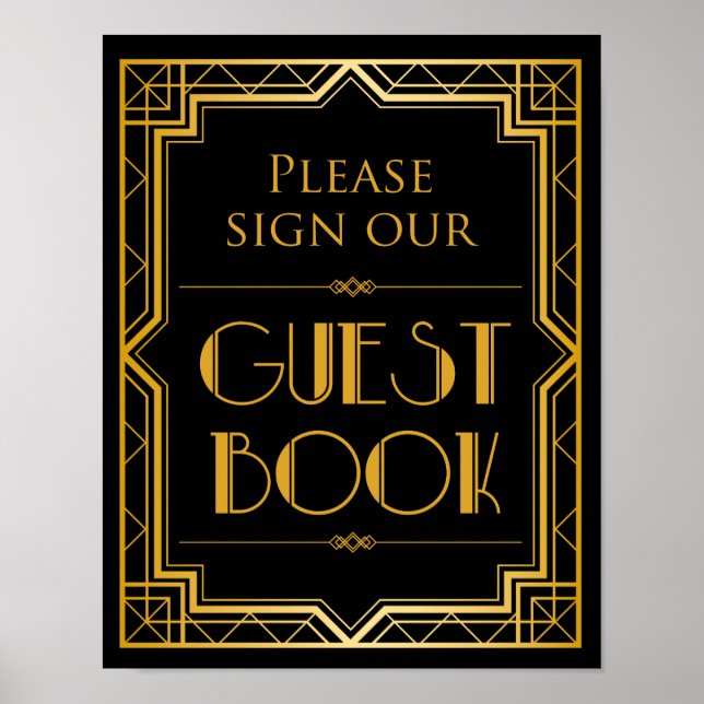 Sign Our Guestbook Wedding Sign | Gatsby Art Deco (Front)