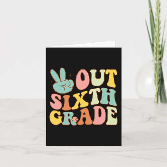 Sign Out Sixth Grade Groovy Last Day School 6th Gr Card (Front)